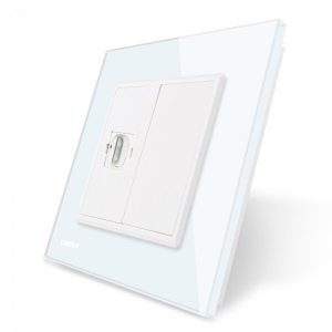 Priza simpla HDMI Livolo cu rama din sticla alb, VL-C791HD-11